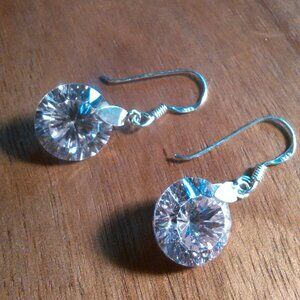 Simulated Pink Diamond Sterling Silver Dangle Earrings